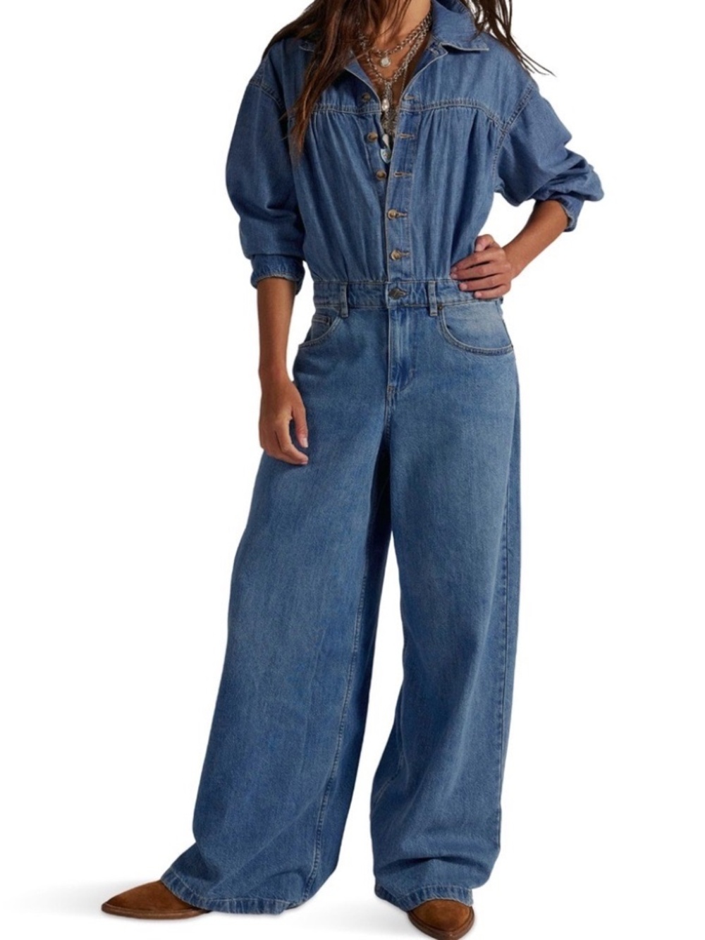 We The Free Free People Carpe Diem Denim Jumpsuit Size XS